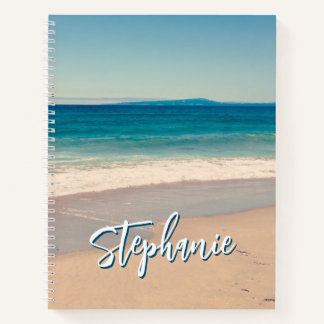 Personalised Beach Photo Ocean Blue Scenic Notebook