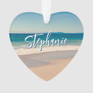 Personalised Beach Photo Ocean Blue Scenic Ornament