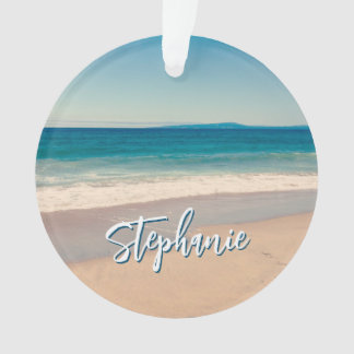 Personalised Beach Photo Ocean Blue Scenic Ornament