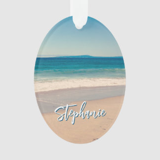 Personalised Beach Photo Ocean Blue Scenic Ornament