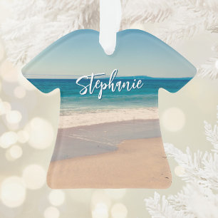 Personalised Beach Photo Ocean Blue Scenic Ornament