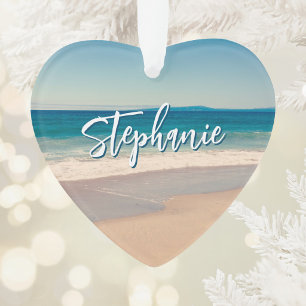 Personalised Beach Photo Ocean Blue Scenic Ornament