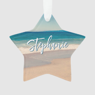 Personalised Beach Photo Ocean Blue Scenic Ornament