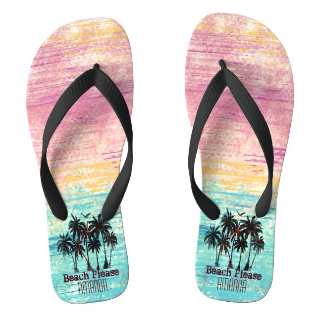 Personalised beach please flip flops (Footbed)