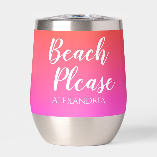 Personalised Beach Please Orange Pink Ombre (Front)