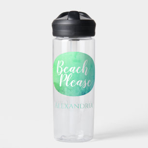 Personalised Beach Please Teal Aqua Water Bottle
