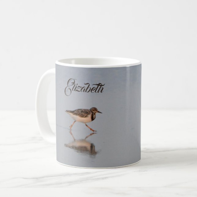 Personalised Beach Sandpiper Coffee Mug (Front Left)