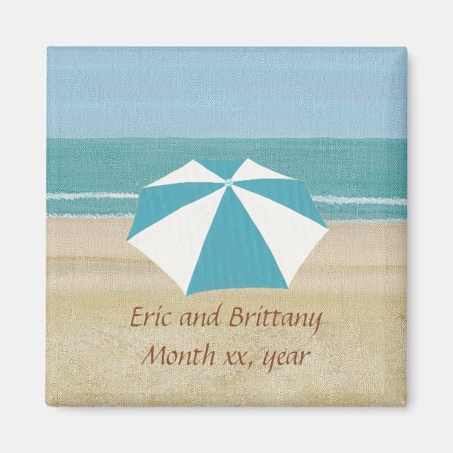 Personalised Beach Save the Date Magnets Weddings (Front)