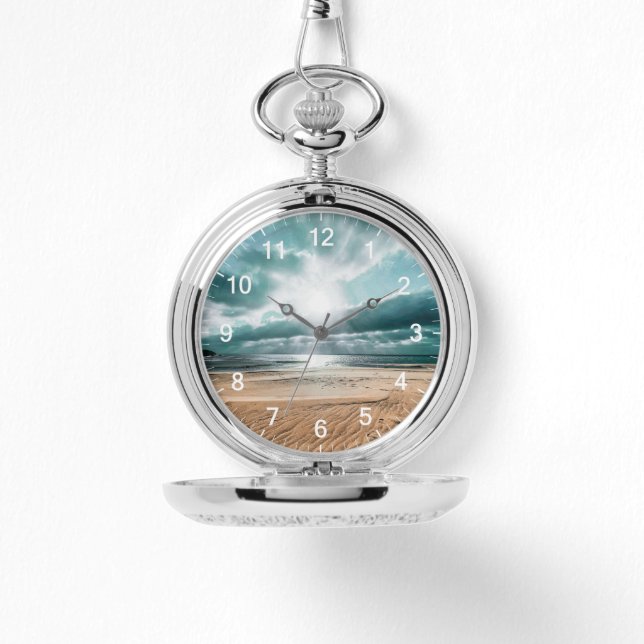 Personalised Beach Scene Clock Watch (Front)