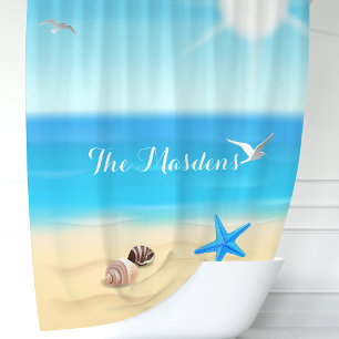 Personalised Beach Scene Shower Curtain