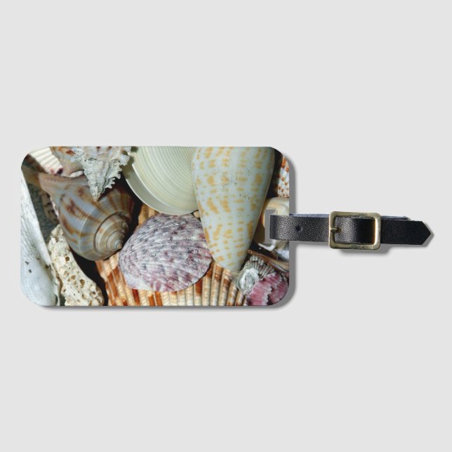 Personalised Beach Seashells Photo Luggage Tag (Front Horizontal)