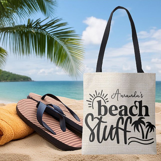 Personalised "Beach stuff" canvas look Tote Bag (Creator Uploaded)