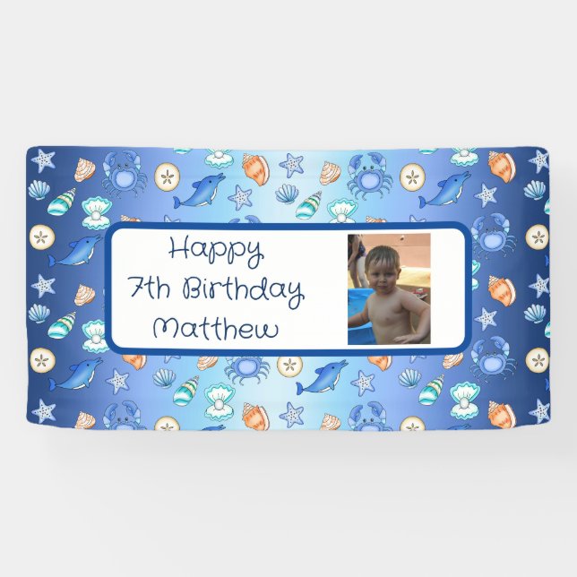Personalised Beach Themed Birthday Banner (Horizontal)