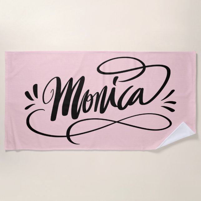 Personalised beach towel gift with the name Monica (Front)