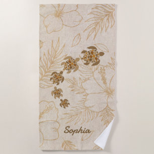 Personalised Beach Towel Name Sea Turtle Hawaii