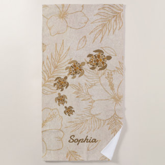 Personalised Beach Towel Name Sea Turtle Hawaii