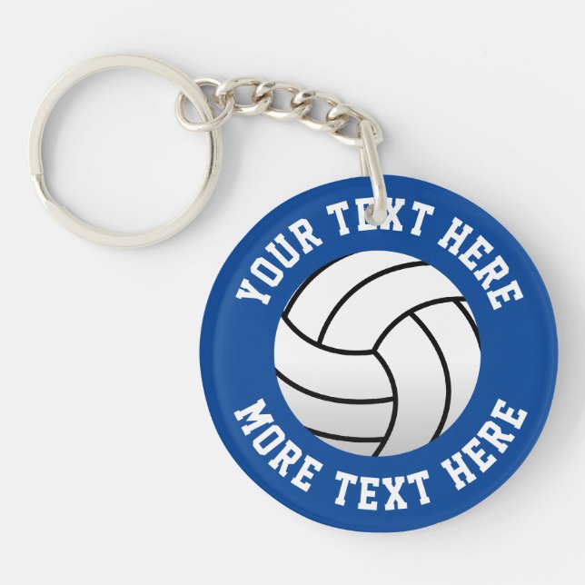 Personalised beach volleyball player round acrylic key ring (Front)