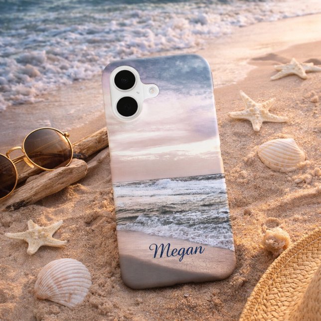 Personalised Beach Waves Photography Add Name (Personalize Your Beach Phone Case with Your Name!)