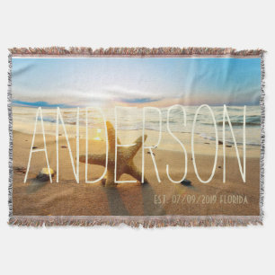 Personalised Beach Wedding Beach House Custom Throw Blanket