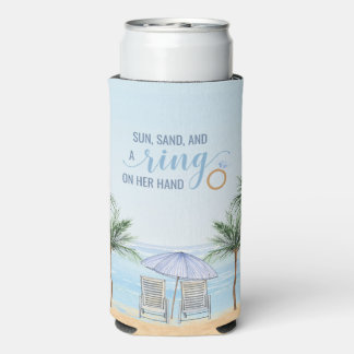 Personalised Beach Wedding Can Cooler
