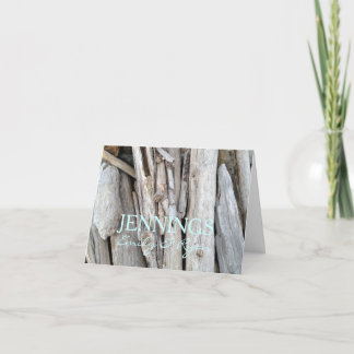 Personalised Beach Wedding Driftwood Thank You Card