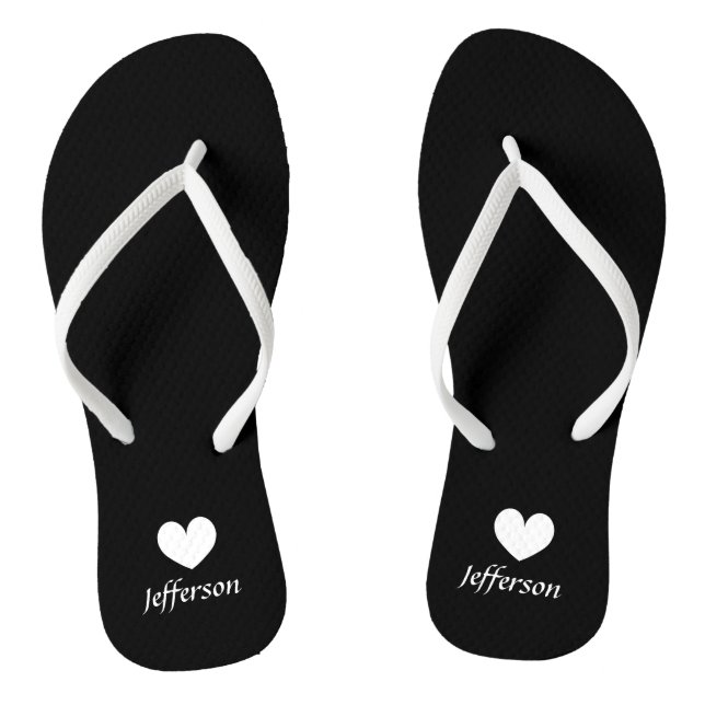 Personalised beach wedding flip flops for guests (Footbed)