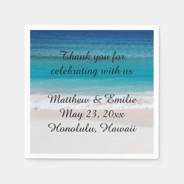 Personalised Beach Wedding Napkins (Front)