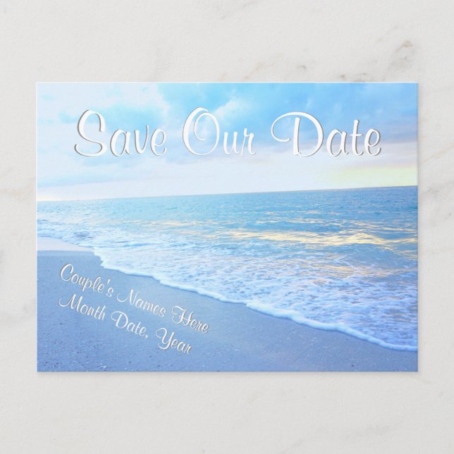 Personalised Beach Wedding Save the Date Postcards (Front)