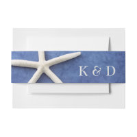 Personalised Beach Wedding White Star Fish on Blue