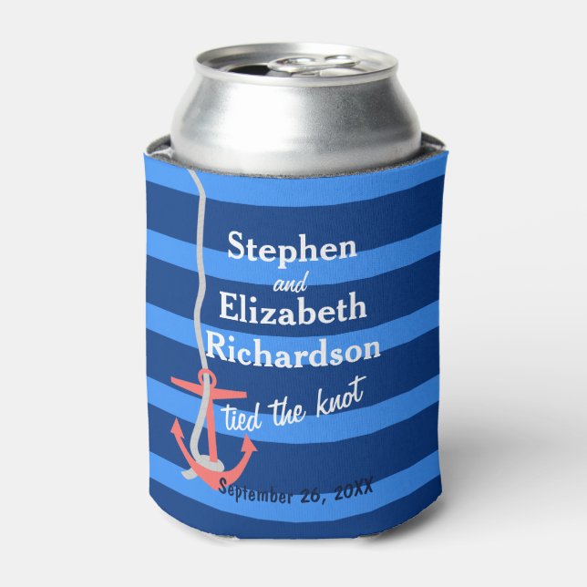 Personalised Beachy Anchor Can Cooler (Can Front)