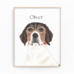 Personalised Beagle Art Photo Print<br><div class="desc">I am in love with this beautifully detailed watercolor illustration of a red, white, and grey beagle dog! Personalise these art prints with your name or monogram to compliment your decor and change fonts by selecting the "edit using design tool" option at personalisation. Shop the rest of my collection for...</div>