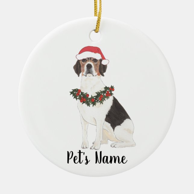 Personalised Beagle Ceramic Tree Decoration (Front)