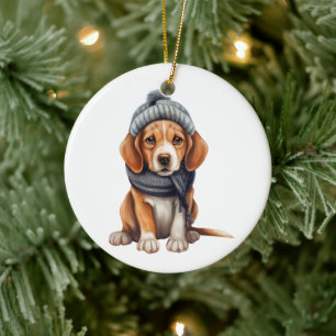 Personalised Beagle Dog Art Ceramic Tree Decoration