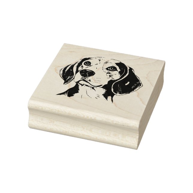 Personalised Beagle Dog Black and White Rubber Stamp (Stamp)