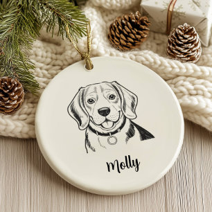Personalised Beagle Dog Christmas Ceramic Tree Decoration