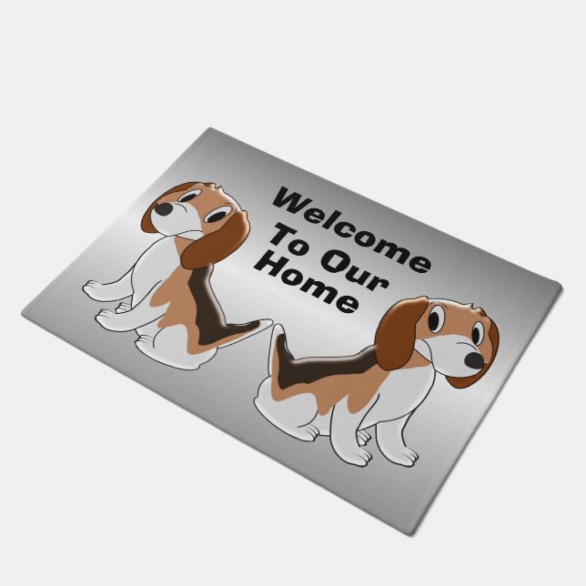 Personalised Beagle Dog Design Doormat (Angled)