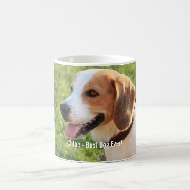Personalised Beagle Dog Photo and Dog Name Coffee Mug (Center)