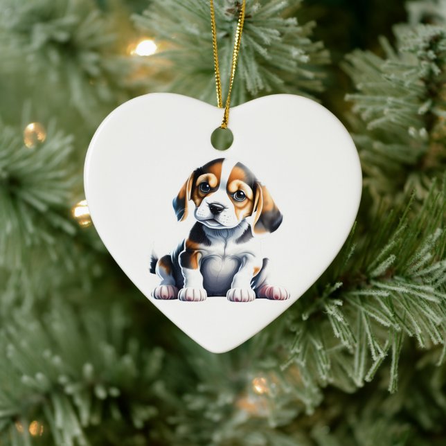 Personalised Beagle Puppy Ceramic Tree Decoration (Tree)