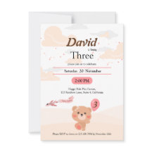Personalised Bear Birthday Invitation for Kids