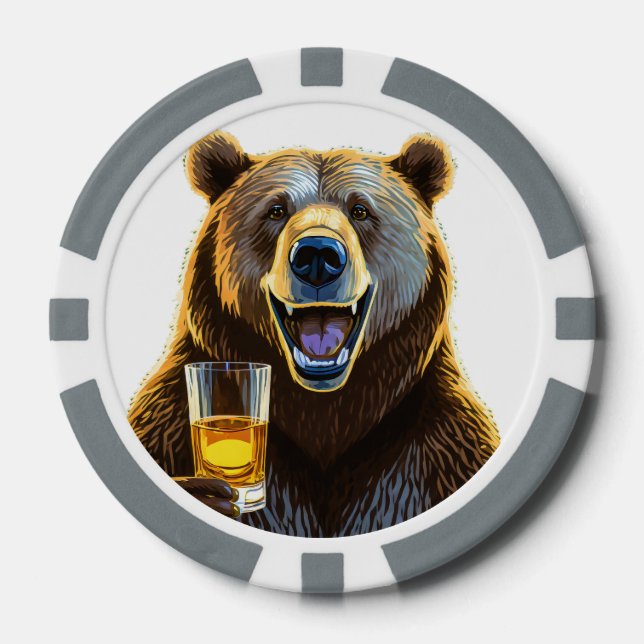 Personalised Bear Composite Poker Chips (Front)