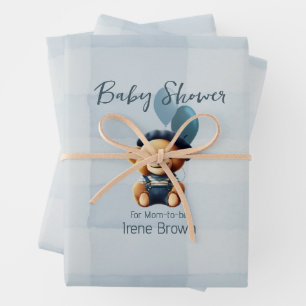 Personalised Bear Jean Baby Shower Gift Wrapping Paper Sheet