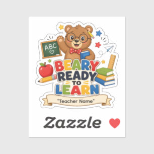 Personalised Bear Teacher Sticker Beary Ready To