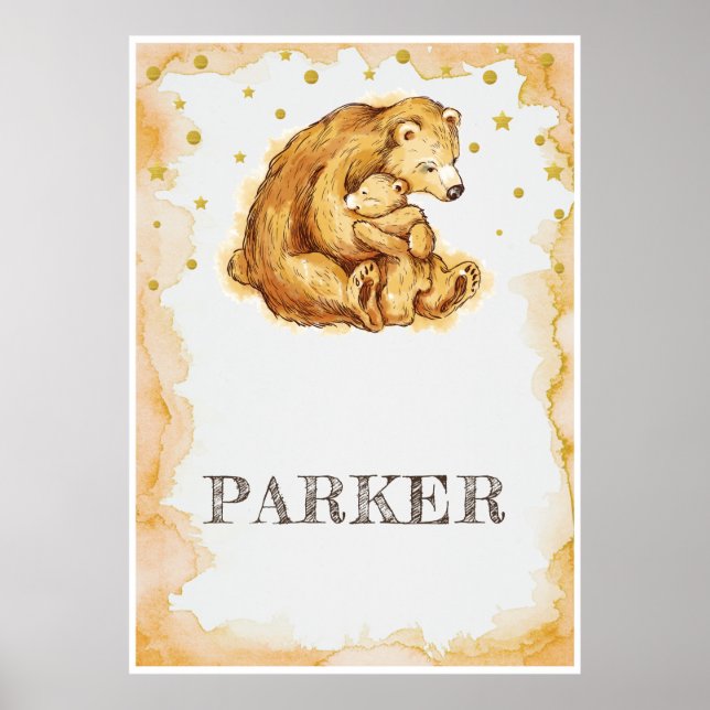 Personalised Bear watercolor Poster (Front)