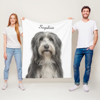 Personalised Bearded Collie Pet Photo Blanket