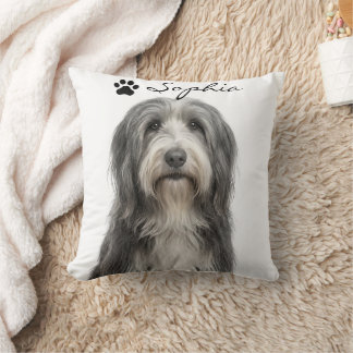 Personalised Bearded Dog Photo Throw Pillow