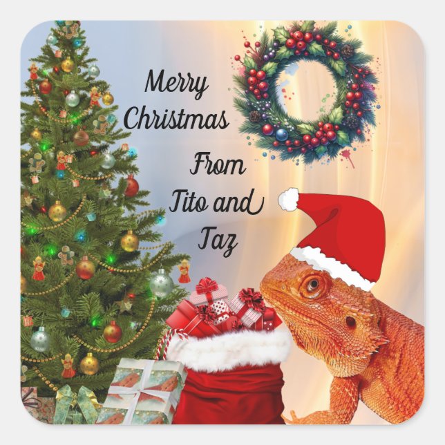 Personalised Beardie-Claus Christmas Stickers (Front)