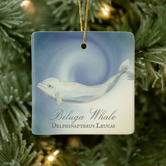Personalised Beautiful Beluga Whale Christmas Ceramic Ornament (Tree)
