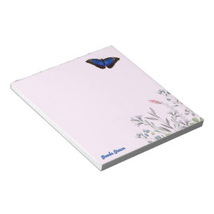 Personalised Beautiful Blue Morpho Butterfly Lilac Notepad