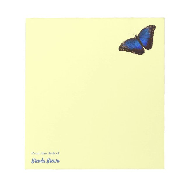 Personalised Beautiful Blue Morpho Butterfly Notepad (Front)