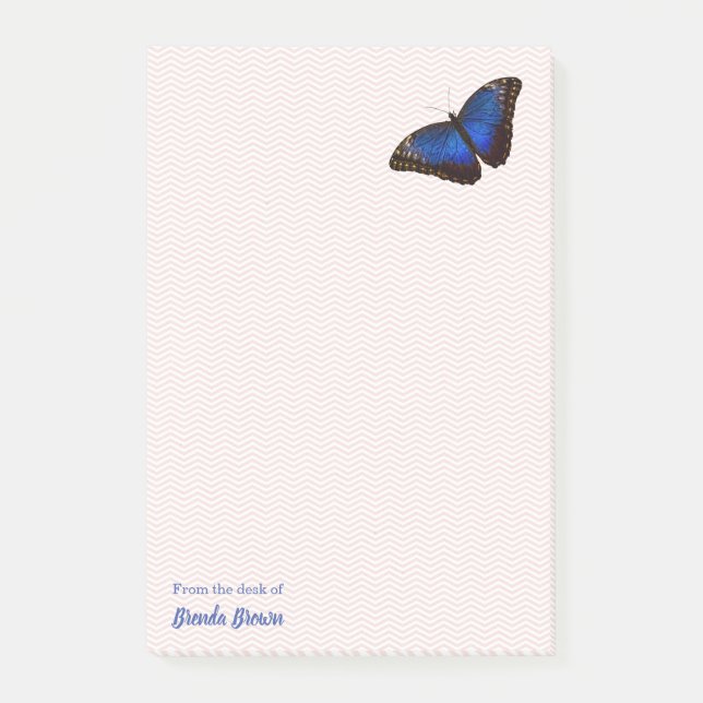 Personalised Beautiful Blue Morpho Butterfly Post-it Notes (Front)